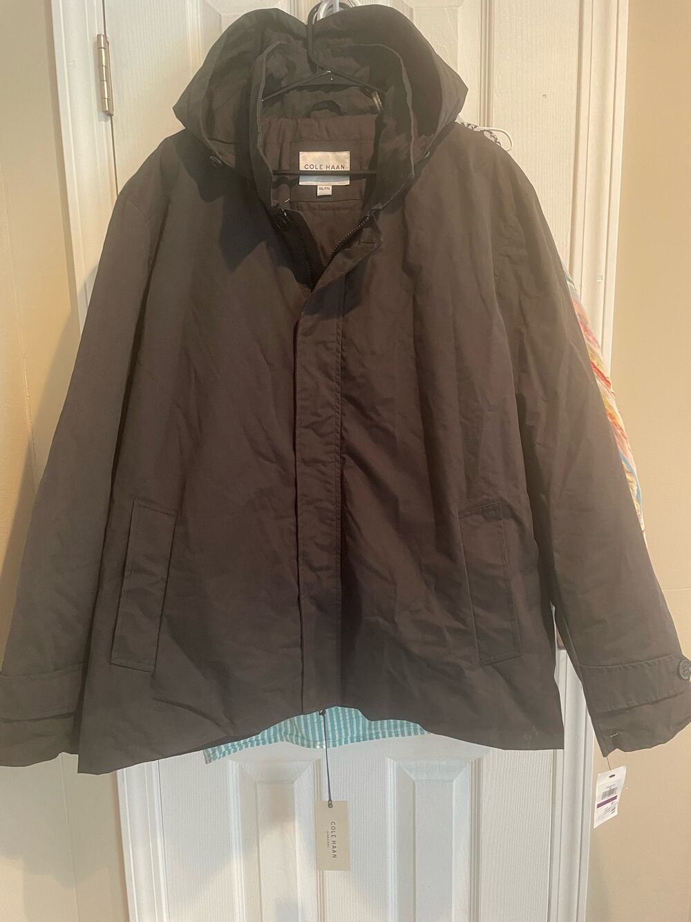 Cole Haan BLK Hood Full Zip/Snap All Weather Coat/Jacket, Size XXL, B86, NWT $92